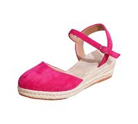 Générique Espadrilles Femme Compensées à Boucle Elegant Sandales Femme été Espadrille Compensées Plateforme Plates Chaussures à Bout Vintage Vacances Plage Style Bohême Avec Boucle Réglable