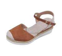 Générique Espadrilles Femme Compensées Bout Fermé Avec Bride Cheville Boucle Espadrilles Style Décontracté Confortables Pour Vacances Plage Loisirs