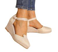 Générique Espadrilles Sandales Talon Compensé Femme Fermé Devant Sandale Plateforme à Lacet Chaussure Femme Ete Sandale Fermer Devant Couleur Unie Chaussures Plate-Forme en Paille