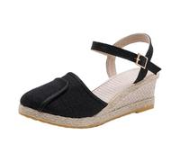 Générique Espadrilles Sandales Talon Compensé Femme Fermé Devant Sandale Plateforme à Lacet Chaussure Femme Ete Sandale Fermer Devant Couleur Unie Chaussures Plate-Forme En Paille Antidérapant 2026