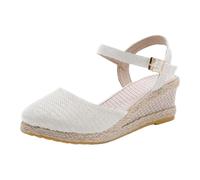 Générique Espadrilles Sandales Talon Compensé Femme Fermé Devant Sandale Plateforme à Lacet Chaussure Femme Ete Sandale Fermer Devant Couleur Unie Chaussures Plate-Forme En Paille Chic Et Elegant