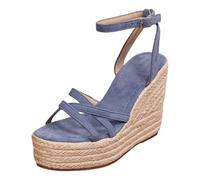 Générique Espadrilles Sandales Talon Compensé Femme Ouvert Devant | Sandale Plateforme à Lacet Chaussure Femme Ete Sandale Couleur Unie Chaussures Plate-Forme en Paille