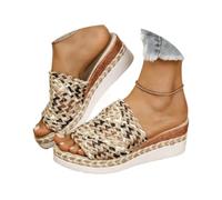 Générique Espadrilles Wedge Sandals for Women, Slides Beige Platform Sandals Open Toe Comfort Beach Sandals Slippers for Casual (B,38)