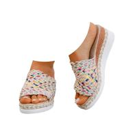 Générique Espadrilles Wedge Sandals for Women, Slides Beige Platform Sandals Open Toe Comfort Beach Sandals Slippers for Casual (C,41)
