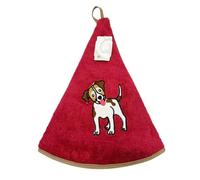 Générique Essuie Main Coton Rond en éponge brodé Chien Couleur Bordeau pour Cuisine ou Salle de Bain