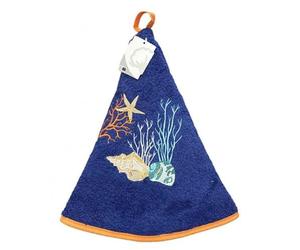 Générique Essuie Main Rond en éponge Coton Coquillages Bleu