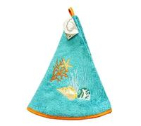 Générique Essuie Main Rond en éponge Coton Coquillages Turquoise