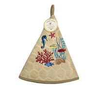 Générique Essuie Main Rond en éponge Coton Jacquard qualité Premium Marin Beige