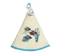 Générique Essuie Main Rond en éponge Coton Poissons Exotiques écru