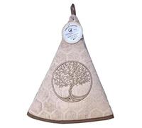 Générique Essuie Main Rond en éponge Tissage Jacquard Arbre de Vie Beige Qualité Premium