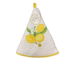 Générique Essuie Main Rond en éponge Tissage Jacquard Citron Blanc Qualité Premium
