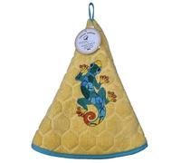 Générique Essuie Main Rond en éponge Tissage Jacquard Salamandre Multicolore sur Fond Jaune Qualité Premium