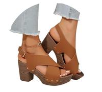 Générique Et Sabots Été Sandales à talons hauts pour femmes, chaussures d'été décontractées à bout ouvert, idéales pour les rendez-vous et les vacances Bottines Blanches Pour (Coffee, 40)