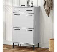 Générique Étagère à Chaussures et Pieds en métal Blanc Bois de pin Oslo,Rangement & Organisation,Rangements pour armoires à vêtements,Etagères & casiers à Chaussures,Blanc,19.1KG,350984