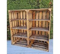 Générique Étagère à Chaussures & Objets en Bois Massif 2-4 Niveaux - Rangement Déco (Court 3 2 boîtes, Effet brûlé)