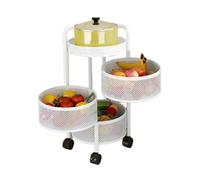 Générique Étagère À Légumes Rotative avec roulettes, Panier Rotatif De Rangement Rond Multicouche, Organisateur De Rangement De Salle De Bain, for Fruits, Pommes De Terre(Color 1,3 Tiers)