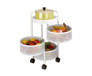 Générique Étagère À Légumes Rotative avec roulettes, Panier Rotatif De Rangement Rond Multicouche, Organisateur De Rangement De Salle De Bain, for Fruits, Pommes De Terre(Color 1,3 Tiers)