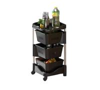 Générique Étagère À Légumes Rotative en Plastique, Panier Rotatif De Rangement for Salle De Bain, Organisateur De Rangement avec roulettes, Mouvement Fluide, for Pommes(Black,3 Tiers)