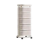 Générique Étagère Carrée Rotative for Fruits Et Légumes, Panier De Rangement Rotatif avec Fermeture Magnétique, Étagère De Salle De Bain avec roulettes, for Cuisine(White,5 Tiers)