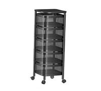 Générique Étagère Carrée Rotative for Fruits Et Légumes,Panier De Rangement Rotatif,étagère De Salle De Bain avec roulettes,Peu Encombrante,for Cuisine,Chambre À Coucher(Black,5 Tiers)
