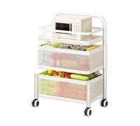 Générique Étagère Carrée Rotative for Fruits Et Légumes, Panier Rotatif De Rangement Multicouche, Étagère De Salle De Bain avec roulettes, for Cuisine, Salle De Bain(White,3 Tiers)