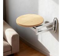 Générique éTagèRe D'Appoint Flottante pour Lit, Table Ronde Murale Rabattable et Pliable, Petit Bureau Mural Robuste, Plateau de Table Basse Pliable avec éTagèRe à Panneau RéTractable(A)