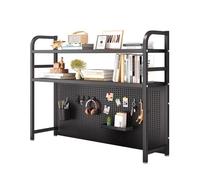 Générique Étagère De Bureau pour Ordinateur, Étagère De Présentoir À 2 Niveaux pour Maison, Bibliothèque De Livres Multifonction pour Bureau Dortoir Salon(Black,135x20x98cm)