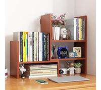 Générique Étagère De Bureau Réglable, Rétractable Étagère De Rangement De Bureau en Bois, Extensible Présentoir De Rangement pour Livres Plantes Jouets(Teak,Width 15cm/5.9in)