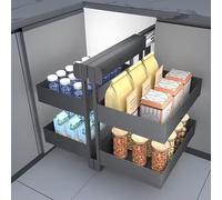 Générique Étagère de Cuisine coulissante - Panier de Rangement Coulissant à 2 Niveaux pour armoires Maximise l'espace dans Les Meubles de 800 mm/900 mm Idéal pour Le Garde-Manger et la cuisi