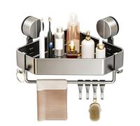 Générique Étagère De Douche d'angle,Métal sans Perçage avec Drainage,Support De Salle De Bain Ventouses Imperméable | pour Maison Cuisine Hôtel Bureau Appartement Mur Carrelage Verre Savon Shampoing