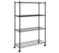 Générique Étagère de Rangement 4 Niveaux et Roues 90x35x137cm Noir 200 kg,Entreprise & Industrie,Stockage Industriel,Étagères industrielles,Noir,8.35KG,324628