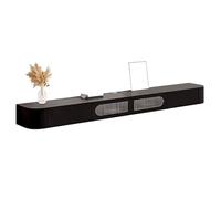 Générique Étagère De Rangement pour TV, Console Multimédia, Meuble TV Mural Flottant, avec Portes Et Tiroirs, en Bois Massif Blanc, pour Salon, Meuble TV(Black,280CM_A)