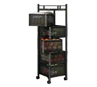 Générique Étagère De Rangement Rotative, Orisation De Cuisine Multicouche, Conception Mobile à roulettes, Stockage De Légumes De Grande Capacité, Structure Stable Et Portante (Black 5)