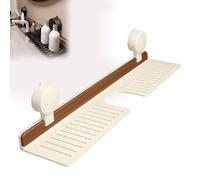 Générique Étagère De Salle De Bain à Ventouse en Noyer,Organiseur D'éVier Mural Amovible Et éTanche,sans PerçAge,Support Rangement Robinet Bois pour Accessoires Cuisine Et Salle Bain(40cm,Black)