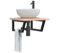 Générique Étagère de Vasque Murale Acier et Bois de chêne Massif,Meubles-lavabos de Salle de Bains,9.18KG-3302383