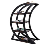 Générique Étagère d'exposition Cristaux Phase de Lune, Support en Bois Noir en Croissant, Rack de Rangement décoratif à Niveaux pour Cristaux, minéraux, Objets de Collection et décoration Maison