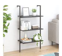 Générique Étagère inclinée à 3 Niveaux Noir 64x35x120,5 cm, bibliothèque en Acier Solide pour Salon, Chambre, Bureau, avec Fixation Murale Incluse pour stabilité et Rangement de Livres,