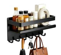 Générique Étagère Magnétique Murale | Étagère Aimantée Sans Perçage avec Crochets pour Placard,Organisateur de Plan de Cuisine | Pour Cellier Salle de Bain Buanderie Garage Domicile Bureau