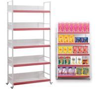 Générique Étagère Mobile de supermarché avec roulettes - Chariot d'affichage Multicouche pour collations, Boissons, médicaments, Chips et Papeterie - Support réglable