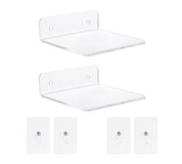 Générique Étagère Murale Acrylique sans Percer 2 Pièces 10x10 Cm Rangement Suspendu Transparent pour Salle de Bain et Salon Hôtel