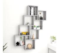 Générique Étagère Murale Cube Grise 90x15x119 cm en Bois d'ingénierie, étagère de Rangement Murale avec Compartiments Ouverts pour Livres et décorations