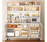 Générique Étagère Murale de Garage avec Panneau perforé pour Outils, Rangement pour forets et clés, Supports pour clés, (Étagère de Cuisine en métal avec Support pour Micro-Ondes, Chariot de rangemen