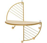 Générique Étagère Murale en Bois et Fer Crochets Multiples, Support de Rangement Mural Élégant et Simple pour Chambre ou Buanderie, Système de Rangement Pratique