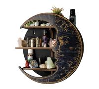 Générique Étagère Murale en Forme De Lune pour Cristaux - Bois 25x25x7,5cm | Tablette Flottante | Présentoir d'angle pour Pièce Et Ornementation Intérieure