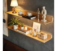 Générique Étagère Murale，Étagère Flottantes Murale avec Éclairage LED, Bibliotheque Murales Étagères Lumineuses pour Chambre, Adaptées Au Salon/Salle De Bain/Cuisine/Bar(Gold,80cm/31.5in)