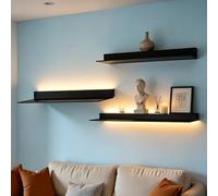 Générique Étagère Murale，Étagère Flottantes Murale avec Éclairage LED, Bibliotheque Murales Étagères Lumineuses pour Chambre, Adaptées Au Salon/Salle De Bain/Cuisine/Bar(Noir,60cm/23.6in)