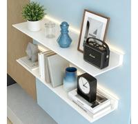 Générique Étagère Murale，Étagère Flottantes Murale avec Éclairage LED, Bibliotheque Murales Étagères Lumineuses pour Chambre, Adaptées Au Salon/Salle De Bain/Cuisine/Bar(White,150cm/59in)