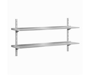 Générique Étagère Murale INOX Double 150 cm - Crémaillère Réglable - Rangement Cuisine Professionnelle