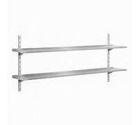 Générique Étagère Murale INOX Double 180 cm - Système à Crémaillère Réglable - Rangement Cuisine Professionnelle
