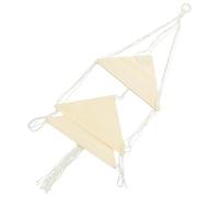 Générique Étagère Murale Macramé Boho en Coton Perles en Bois, à Suspendre Triangulaire à 3 Niveaux pour Décoration Intérieure et Rangement Mural